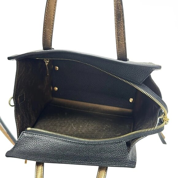 Salvatore Ferragamo Amy - Black Bronze Leather Handbag 425-072325 - Picture 8 of 9